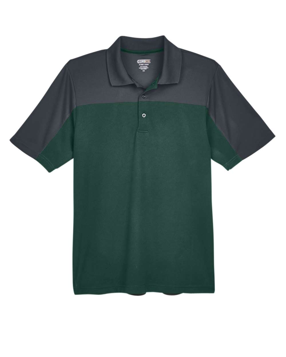 CORE365 Men's Balance Colorblock Performance Piqué Polo. CE101 - Forest/ Carbon