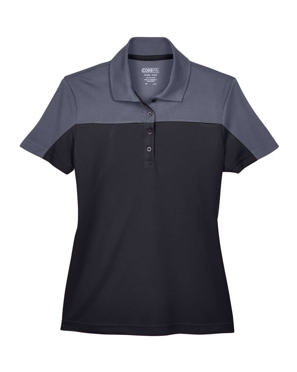 CORE365 Women's Balance Colorblock Performance Piqué Polo. CE101W - Black/ Carbon