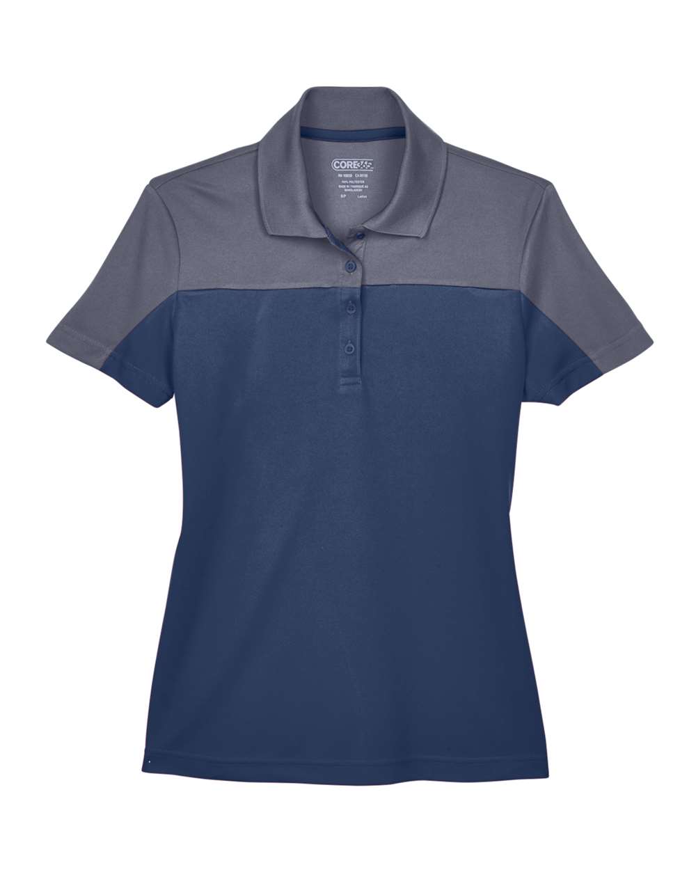 CORE365 Women's Balance Colorblock Performance Piqué Polo. CE101W - Classic Navy/ Carbon