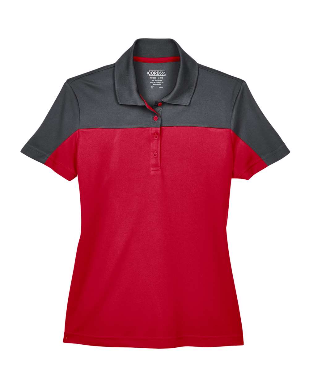 CORE365 Women's Balance Colorblock Performance Piqué Polo. CE101W - Classic Red/ Carbon