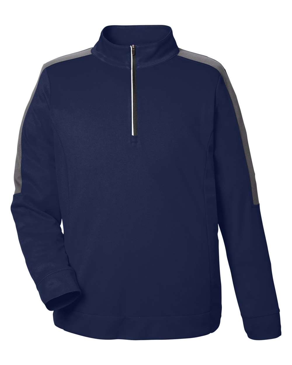 CORE365 Men's Market Snag Protect Mesh Colorblock Quarter-Zip Pullover. CE404 - Classic Navy Heather/ Carbon