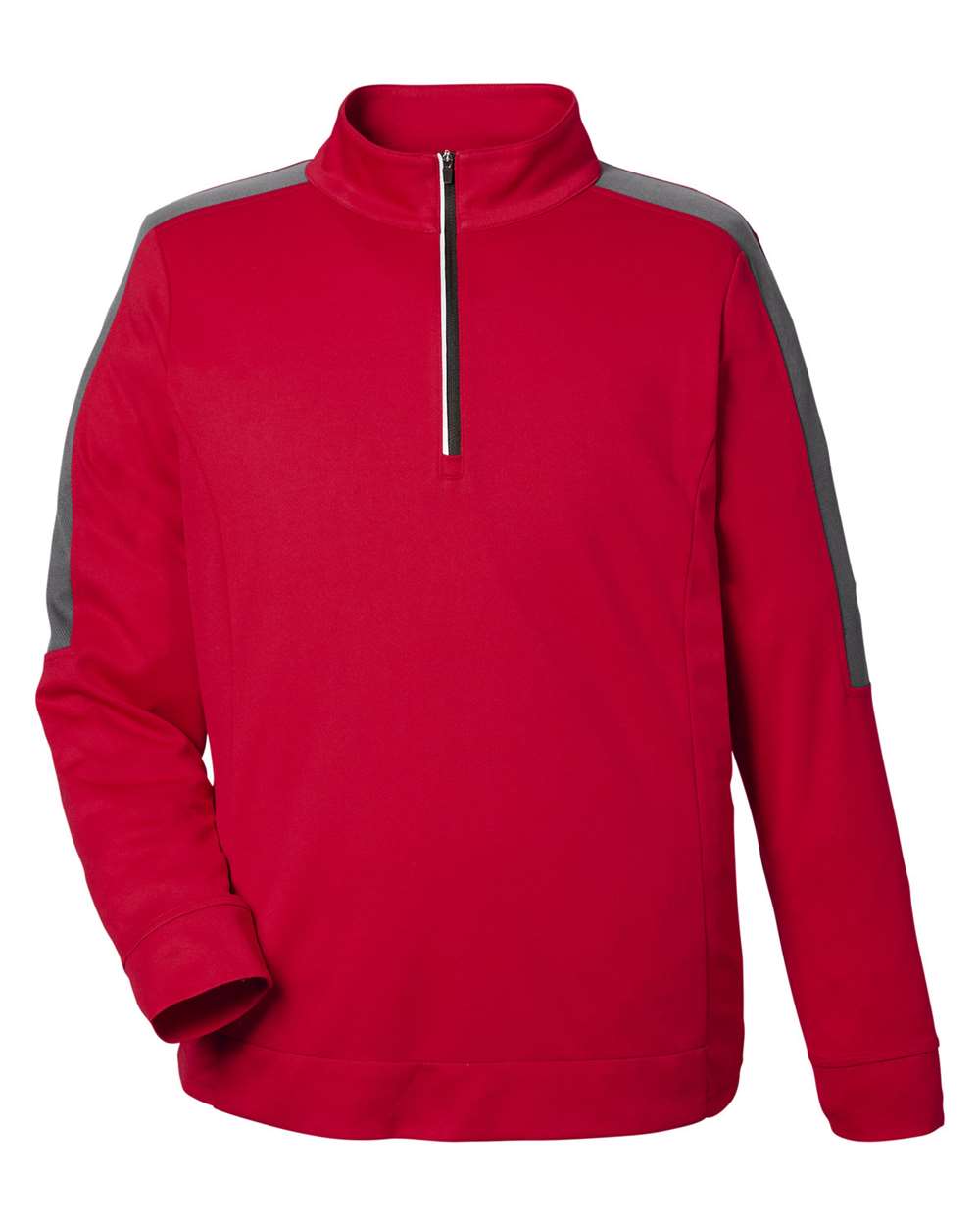 CORE365 Men's Market Snag Protect Mesh Colorblock Quarter-Zip Pullover. CE404 - Classic Red/ Carbon