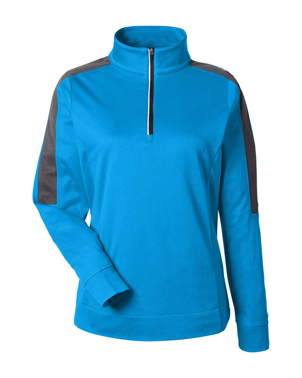 CORE365 Women's Market Snag Protect Mesh Colorblock Quarter-Zip Pullover. CE404W - Electric Blue/ Carbon