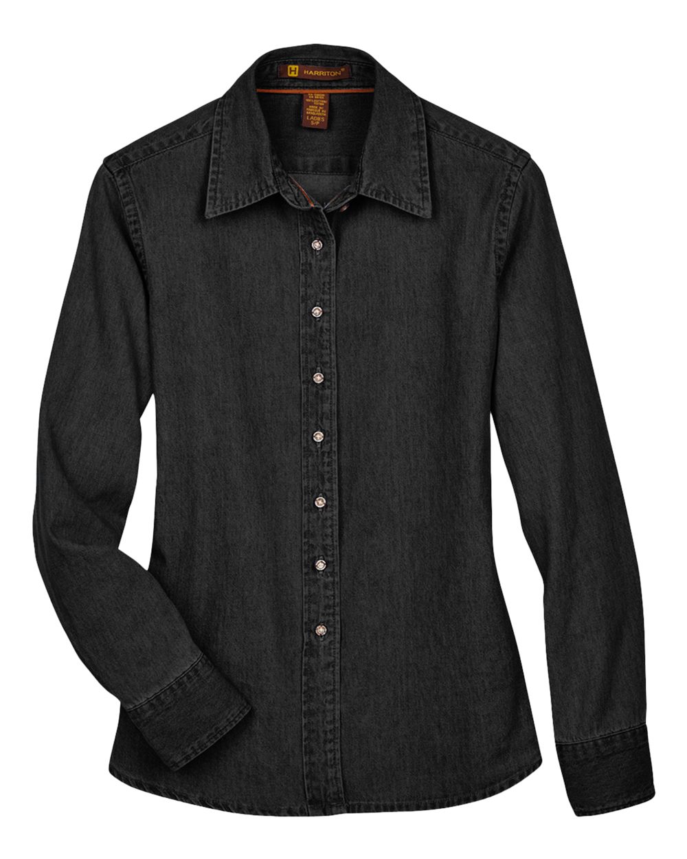 Harriton Women's Denim Shirt. M550W - Washed Black
