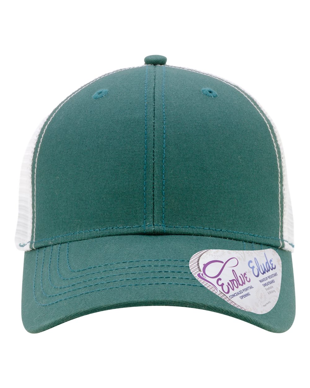 Infinity Her Women's Modern Trucker Cap. CHARLIE - Emerald/ White