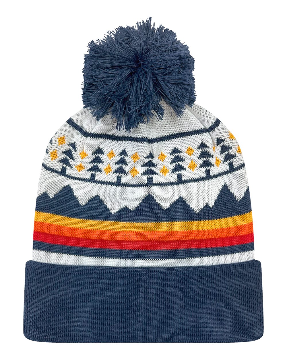 LOCALE Grand Recycled Beanie. GRNDSR - Trees & Peaks/ Navy