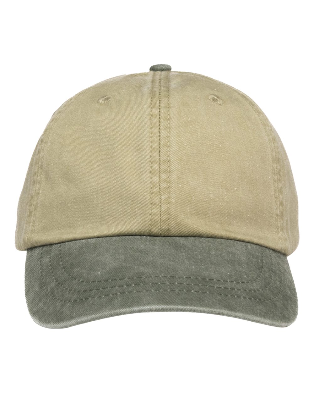 Adams Headwear Optimum Pigment-Dyed Dad Hat. LP101 - Khaki/ Spruce Green
