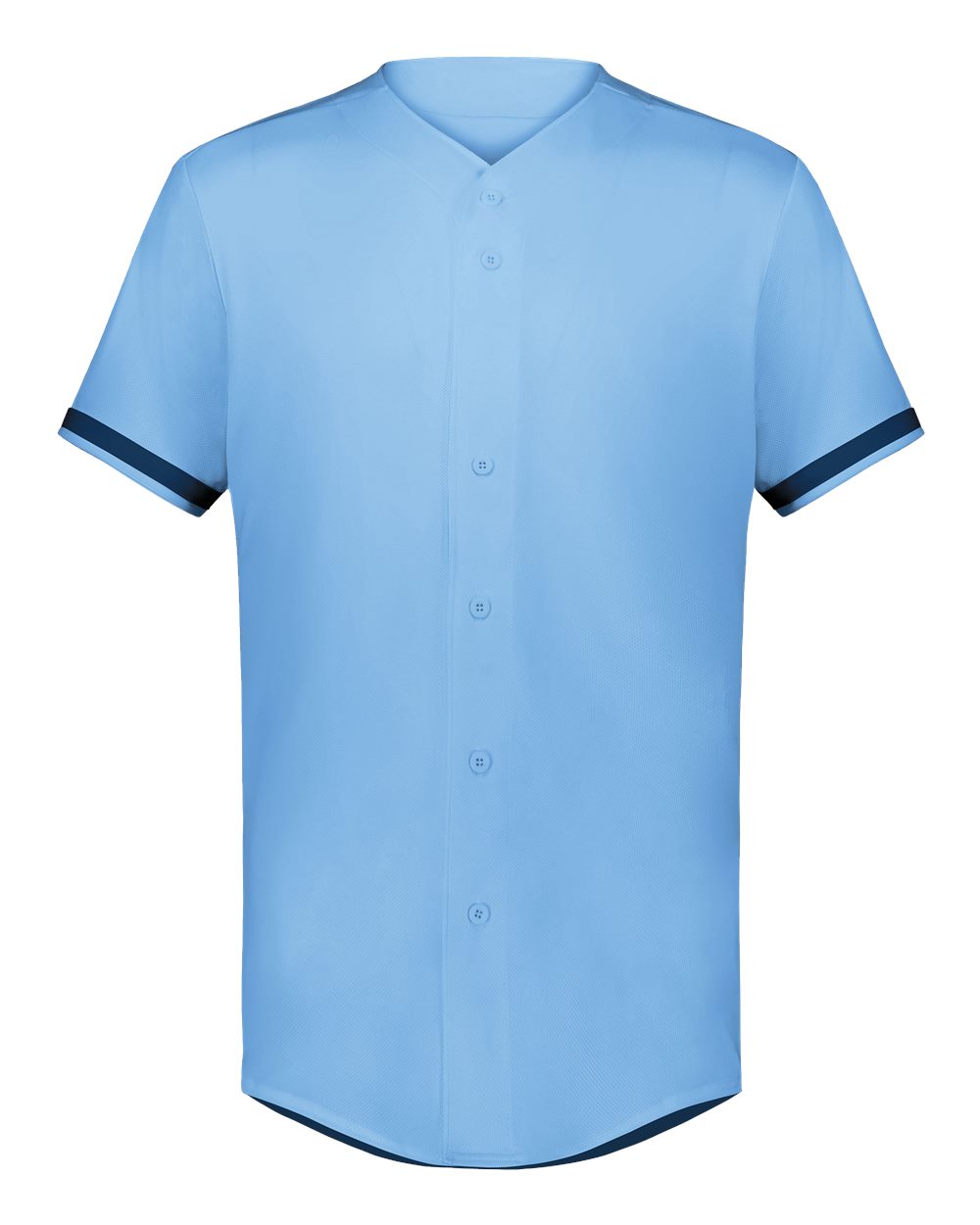 Augusta Sportswear Unisex Full Button Baseball Jersey. 6909 - Columbia Blue/ Navy