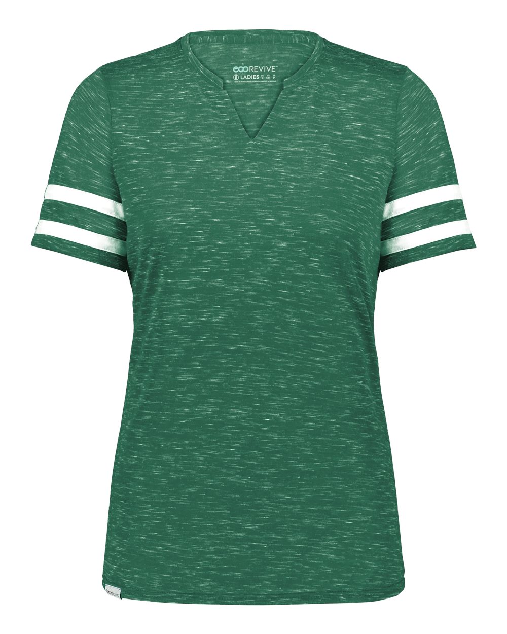 Holloway Women's Eco Revive™ Monterey V-Neck T-Shirt. 223245 - Dark Green Heather/ White