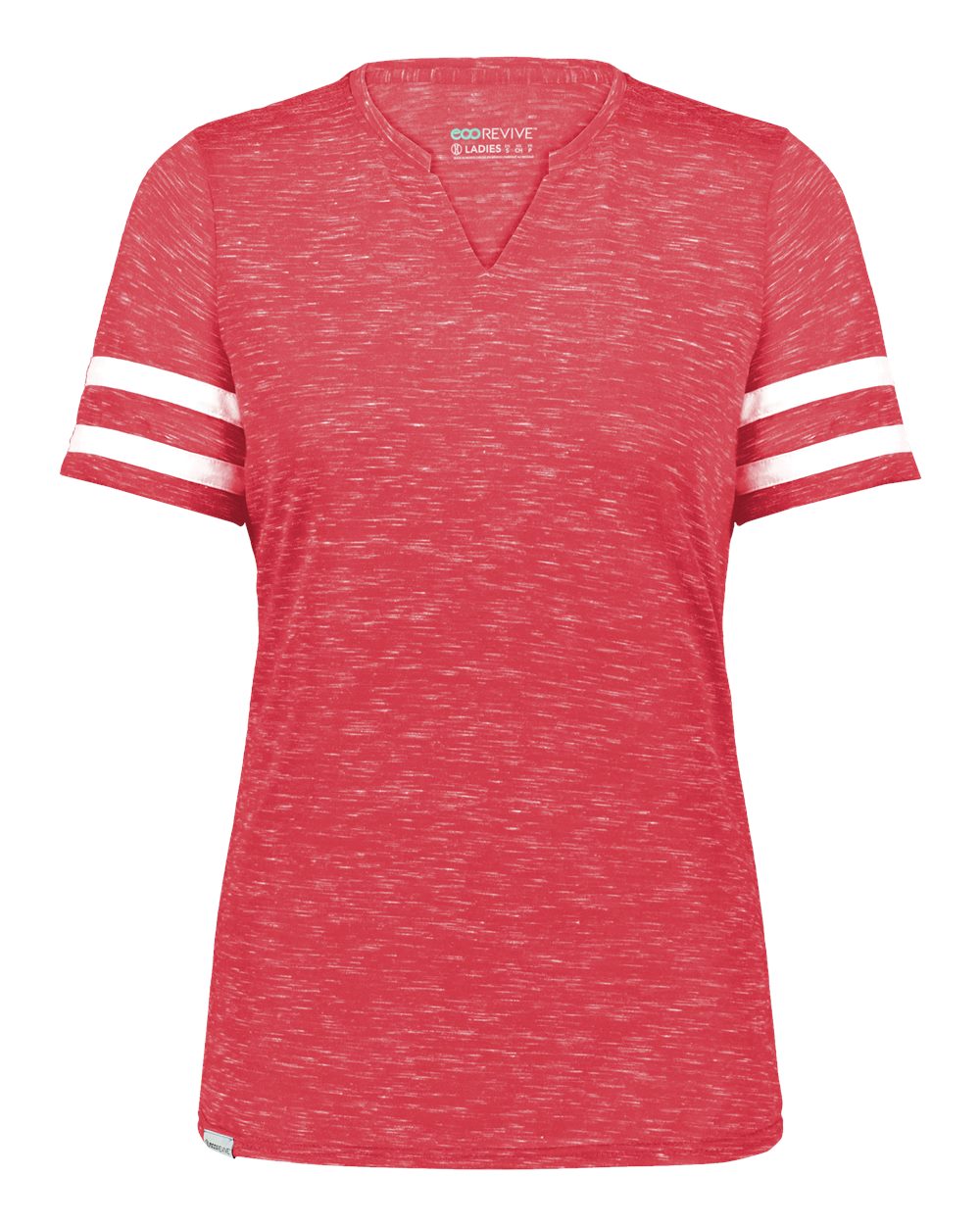 Holloway Women's Eco Revive™ Monterey V-Neck T-Shirt. 223245 - Scarlet Heather/ White