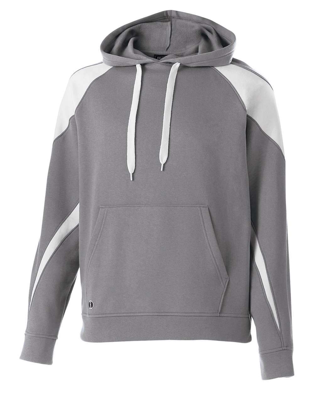 Holloway Youth Prospect Athletic Fleece Hooded Sweatshirt. 229646 - Charcoal Heather/ White