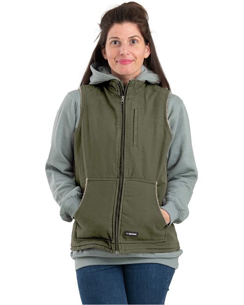 Berne Apparel Women's Sherpa-Lined Softstone Duck Vest. WV15