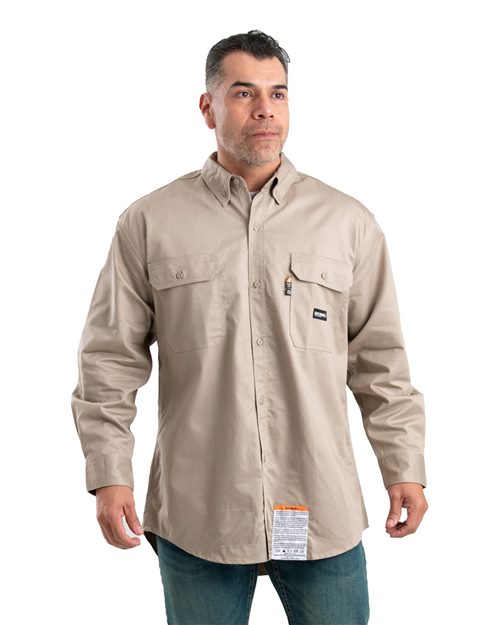 Berne Apparel Men's Tall Flame-Resistant Button Down Work Shirt. FRSH10T