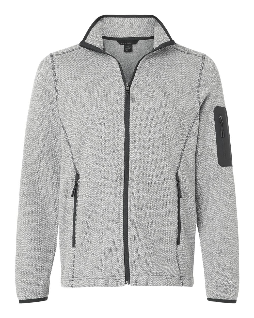 North End Men's Jasper Jacquard Full-Zip Fleece Jacket. NE730 - Grey/ White