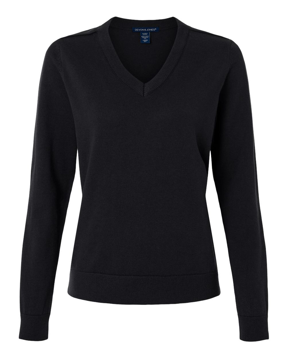 Devon & Jones Women's New Classics V-Neck Sweater. DG445W - Black