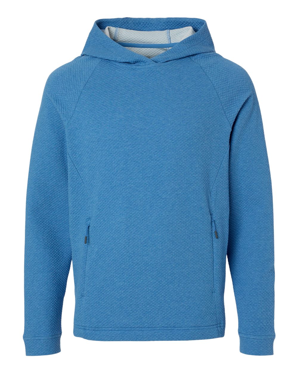 North End Men's Spirit Textured Hooded Pullover. NE729 - Light Nautical Blue Heather