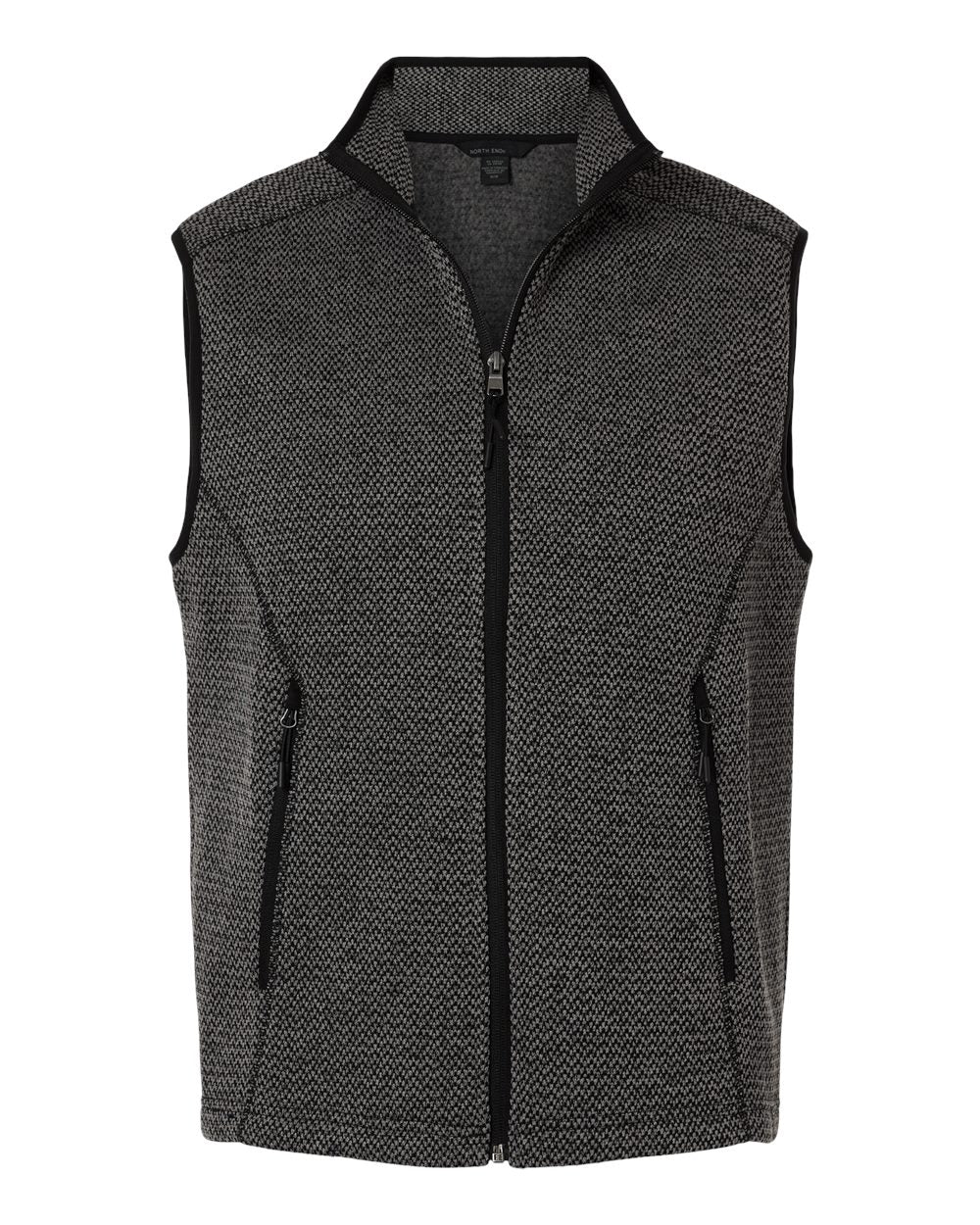 North End Men's Jasper Jacquard Fleece Vest. NE731 - Black/ Grey