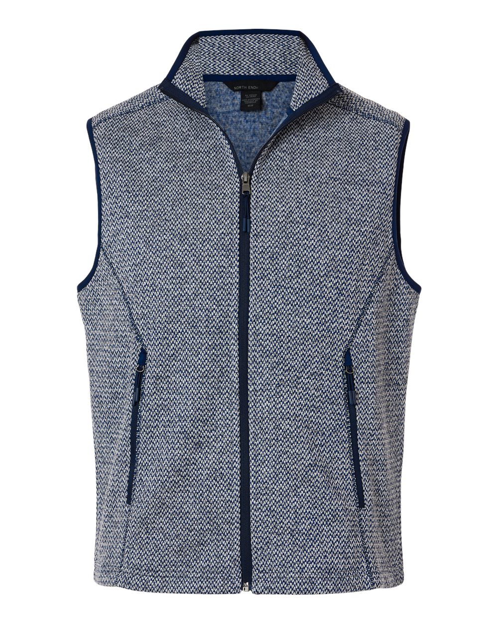 North End Men's Jasper Jacquard Fleece Vest. NE731 - Classic Navy/ White