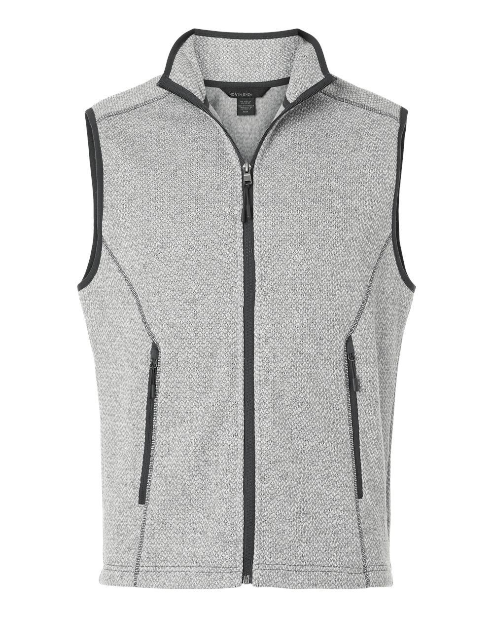 North End Men's Jasper Jacquard Fleece Vest. NE731 - Grey/ White