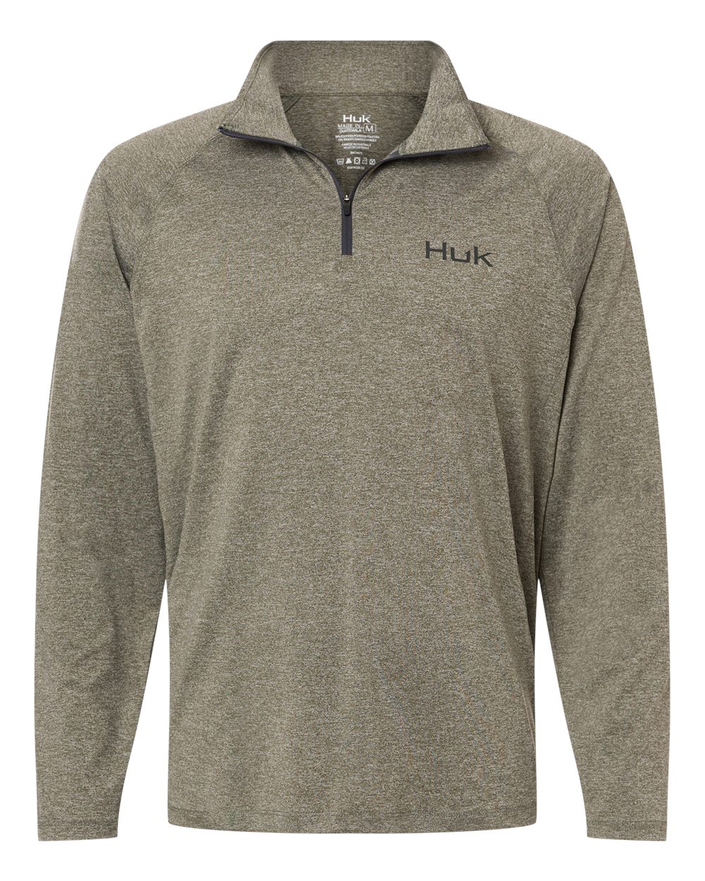 HUK Men's Airweight Heather Quarter-Zip Pullover. H1200715 - Heather Moss