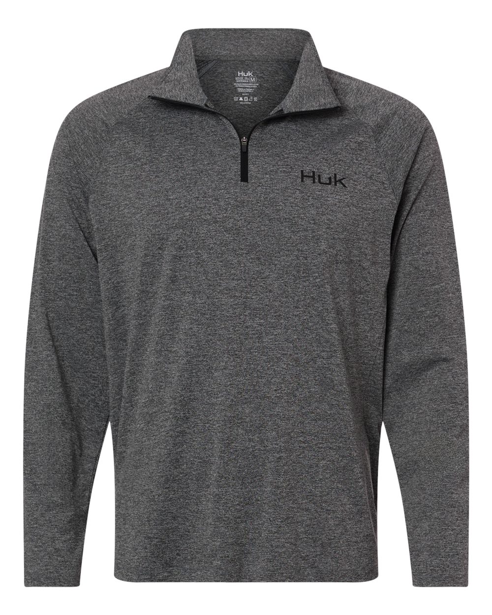 HUK Men's Airweight Heather Quarter-Zip Pullover. H1200715 - Volcanic Ash Heather