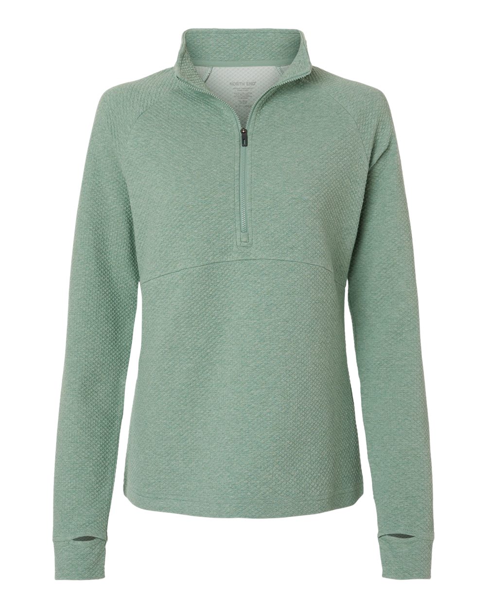 North End Women's Spirit Textured Quarter-Zip Pullover. NE725W - Sage Green Heather