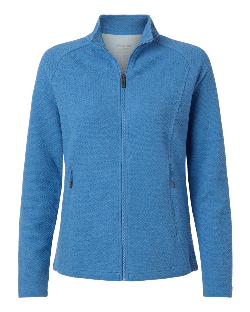 North End Women's Spirit Textured Full-Zip. NE727W - Light Nautical Blue Heather