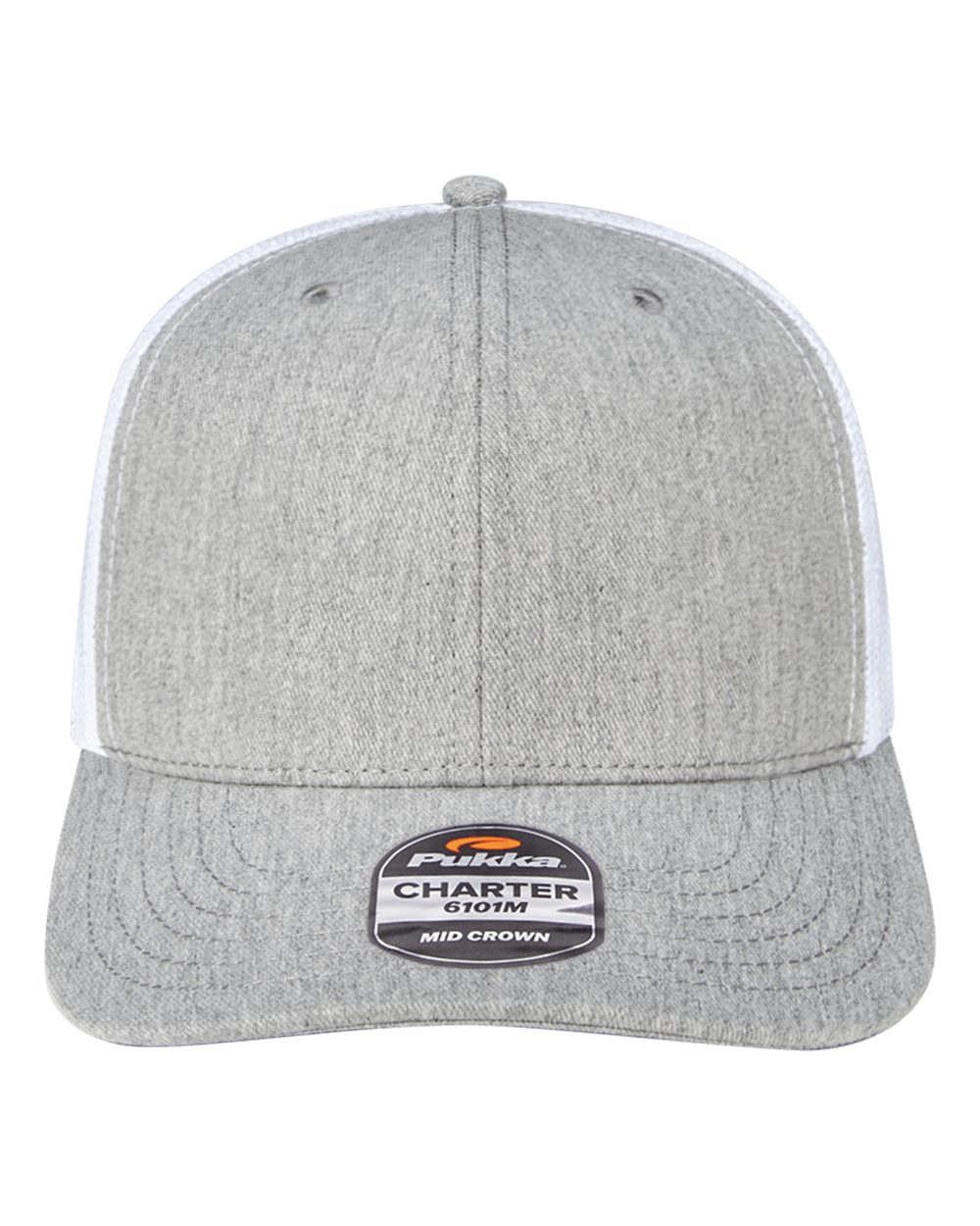 Pukka Charter Six-Panel Cap. 6101M - Grey Heather/ White