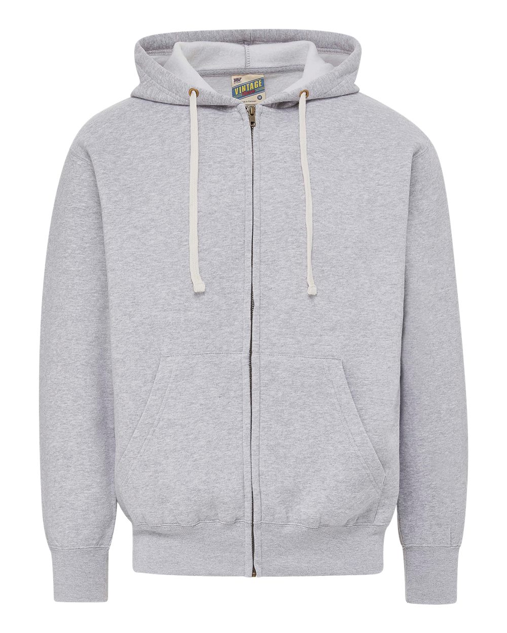 MV Sport Unisex Vintage Fleece Full-Zip Hooded Sweatshirt. 22132 - Heather Grey