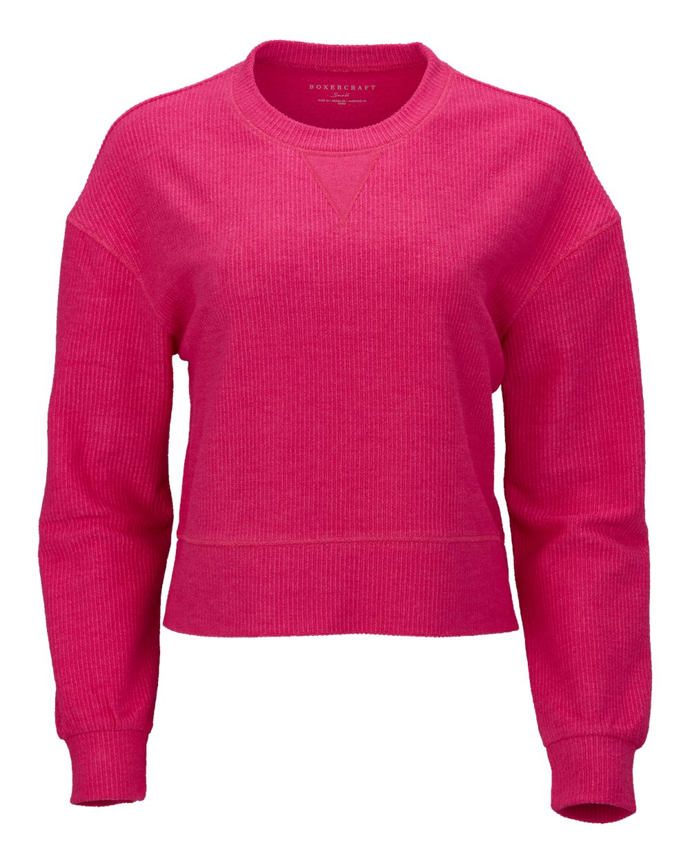 Boxercraft Women's Rib Knit Corded Boxy Crewneck Sweatshirt. BW5102 - Cosmic Pink
