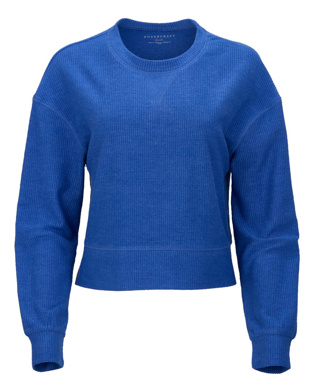 Boxercraft Women's Rib Knit Corded Boxy Crewneck Sweatshirt. BW5102 - Electric Royal