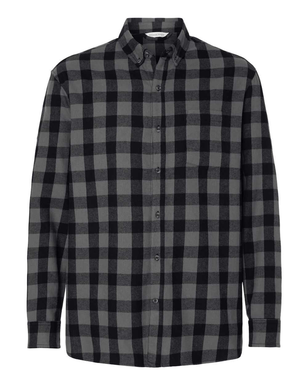 Boxercraft Men's Flannel Button Down Shirt. BU7401 - Charcoal/ Black Buffalo