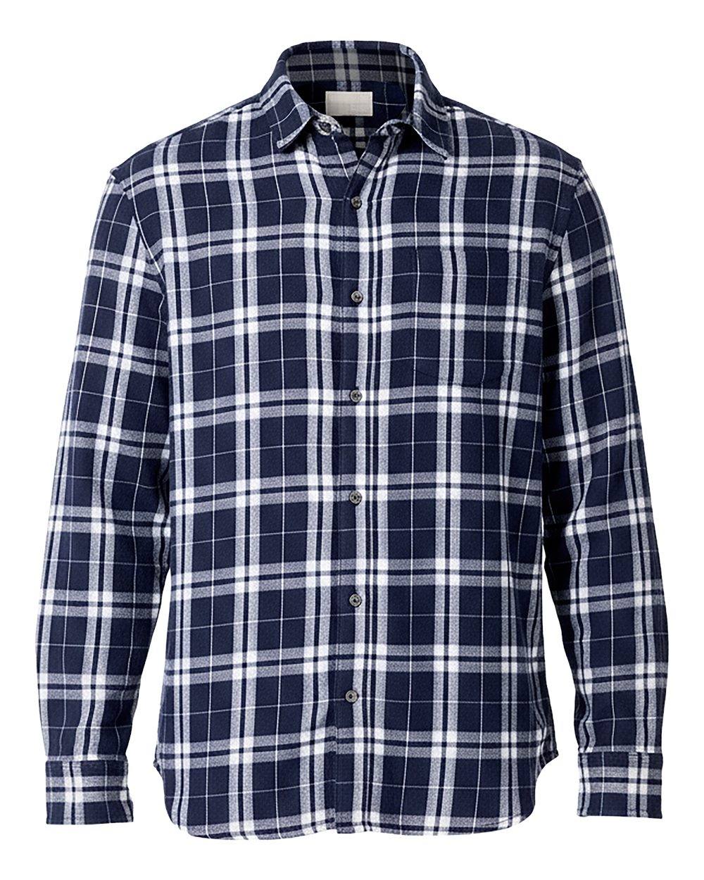 Boxercraft Men's Flannel Button Down Shirt. BU7401 - Navy/ Silver Plaid