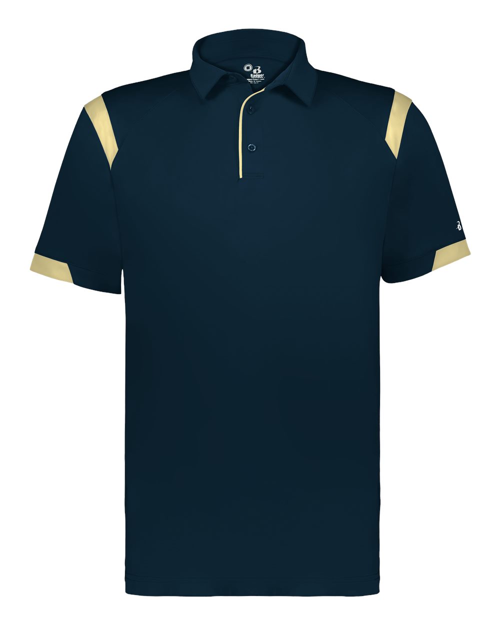 Badger Unisex On the Rise Polo. 3350 - Navy/ Vegas Gold
