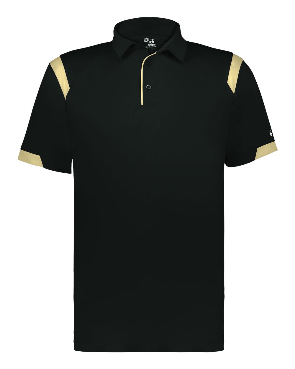 Badger Unisex On the Rise Polo. 3350 - Black/ Vegas Gold