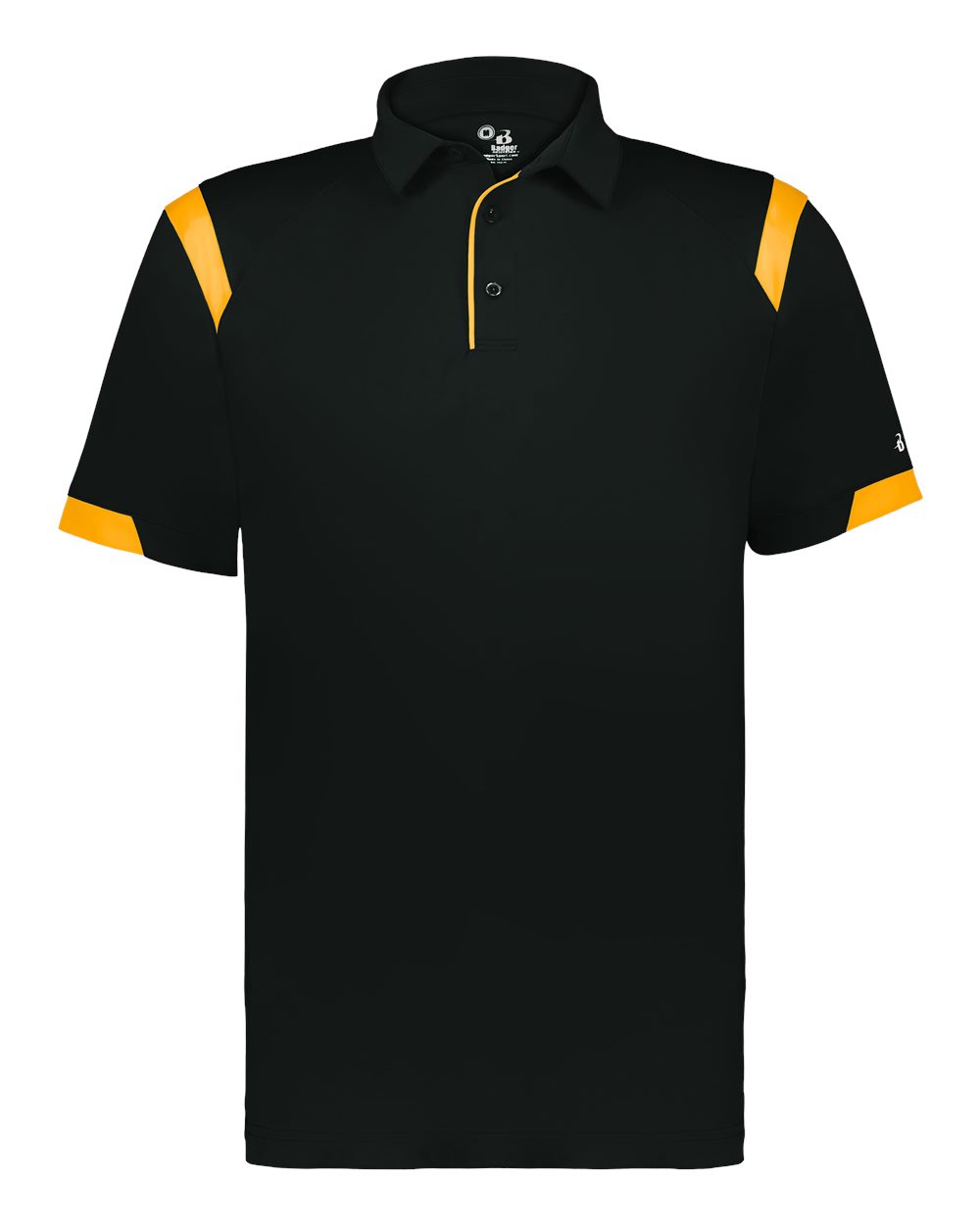 Badger Unisex On the Rise Polo. 3350 - Black/ Gold