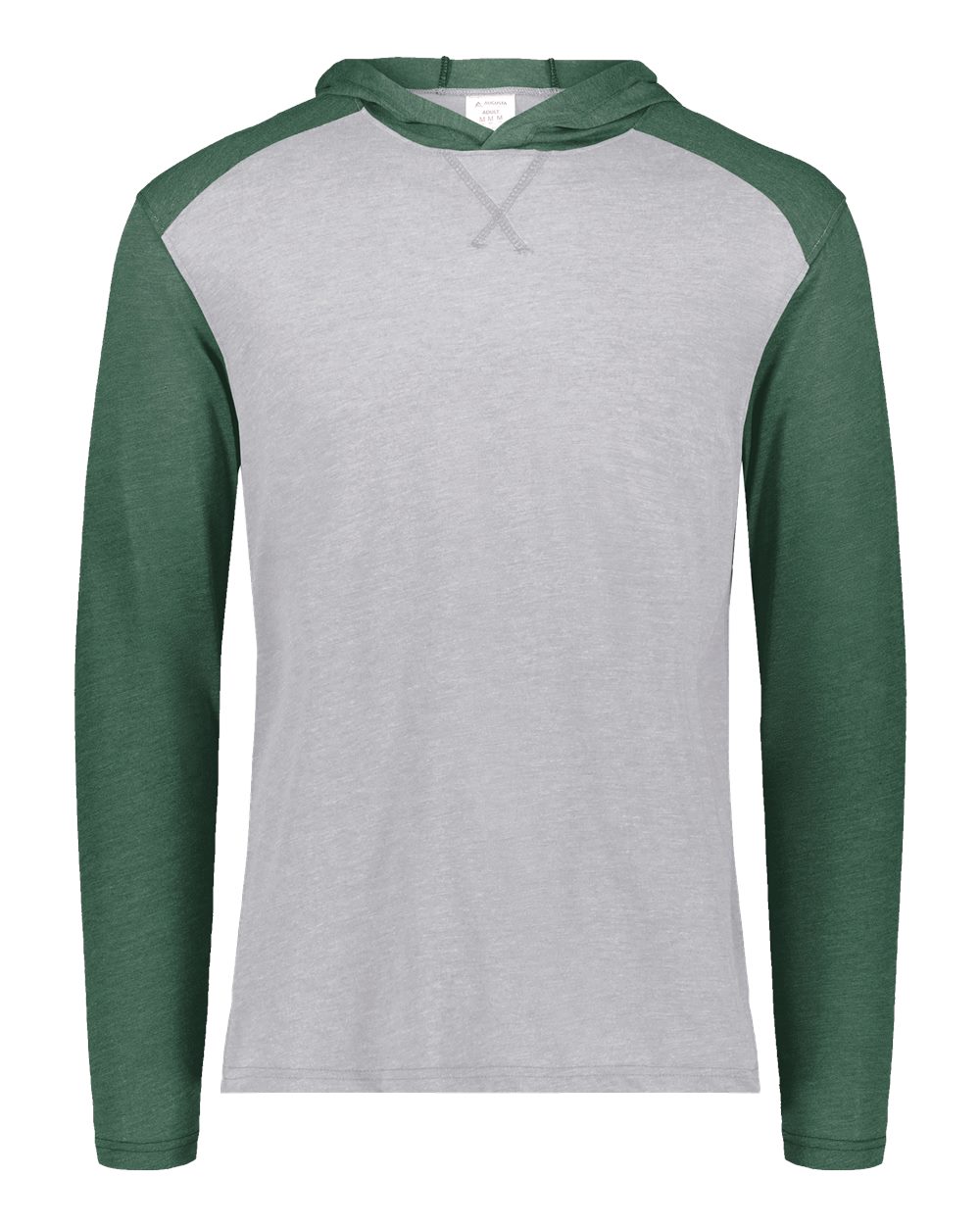 Augusta Sportswear Unisex Gameday Vintage Hooded Long Sleeve T-Shirt. 6884 - Grey Heather/ Dark Green Heather