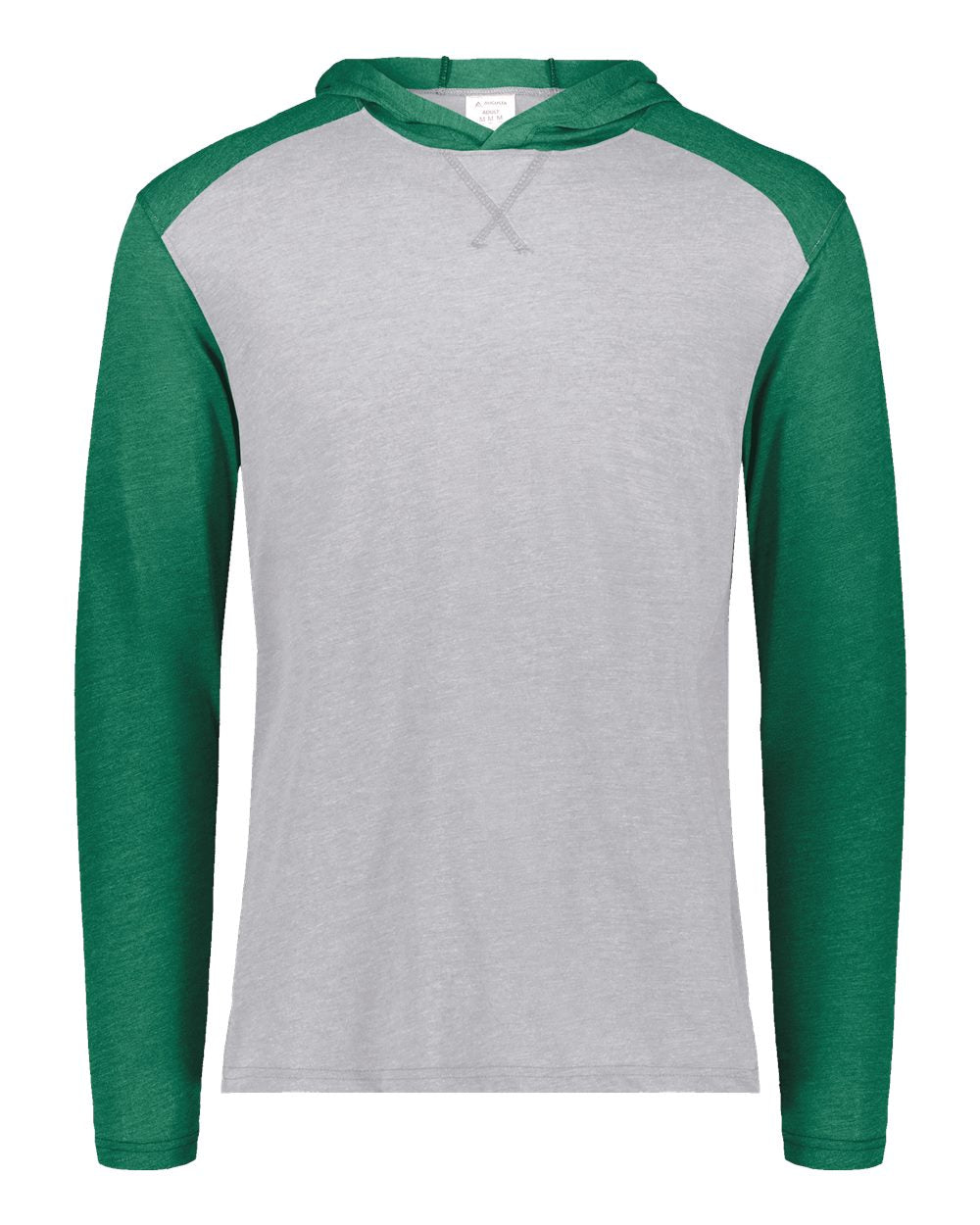Augusta Sportswear Unisex Gameday Vintage Hooded Long Sleeve T-Shirt. 6884 - Grey Heather/ Kelly Heather