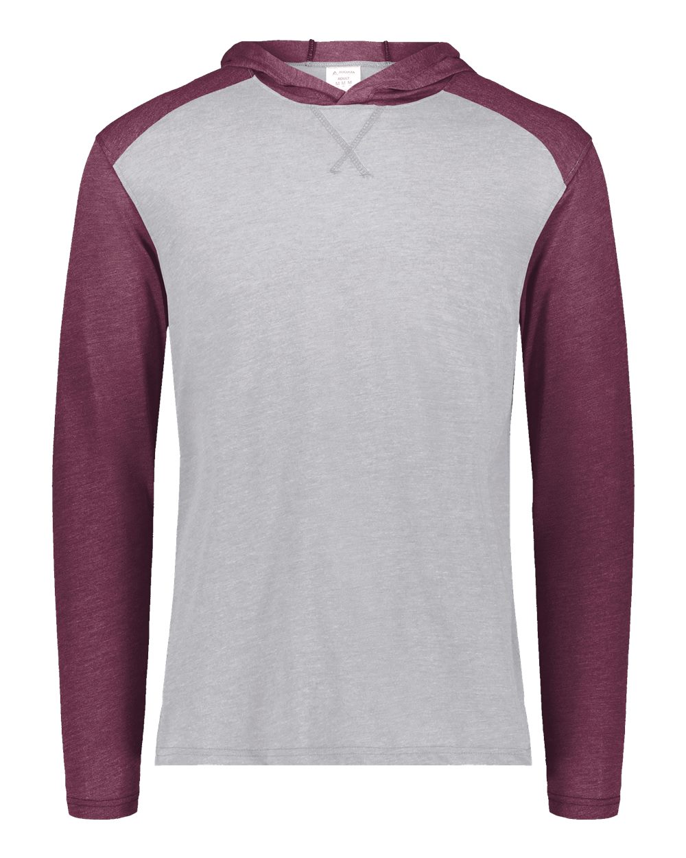 Augusta Sportswear Unisex Gameday Vintage Hooded Long Sleeve T-Shirt. 6884 - Grey Heather/ Maroon Heather