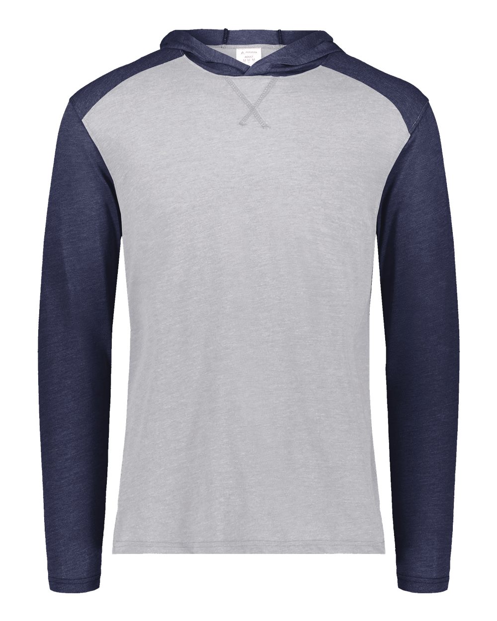 Augusta Sportswear Unisex Gameday Vintage Hooded Long Sleeve T-Shirt. 6884 - Grey Heather/ Navy Heather