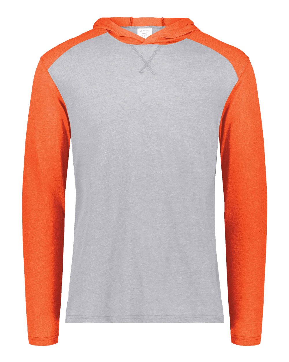 Augusta Sportswear Unisex Gameday Vintage Hooded Long Sleeve T-Shirt. 6884 - Grey Heather/ Orange Heather