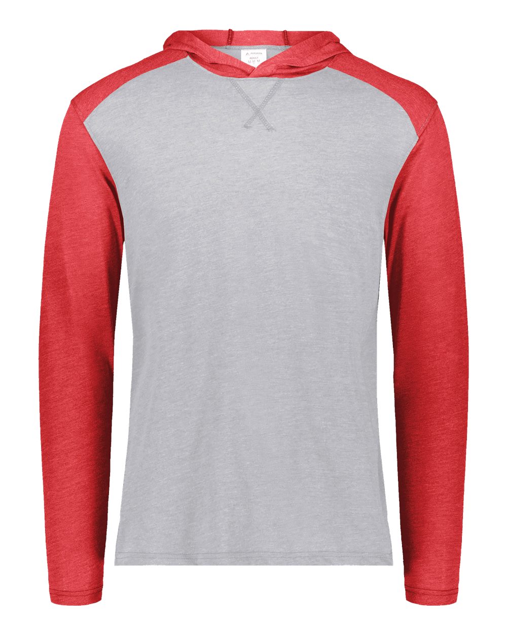 Augusta Sportswear Unisex Gameday Vintage Hooded Long Sleeve T-Shirt. 6884 - Grey Heather/ Scarlet Heather