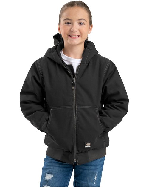 Berne Apparel Youth Highland Softstone Duck Hooded Jacket. BHJ61