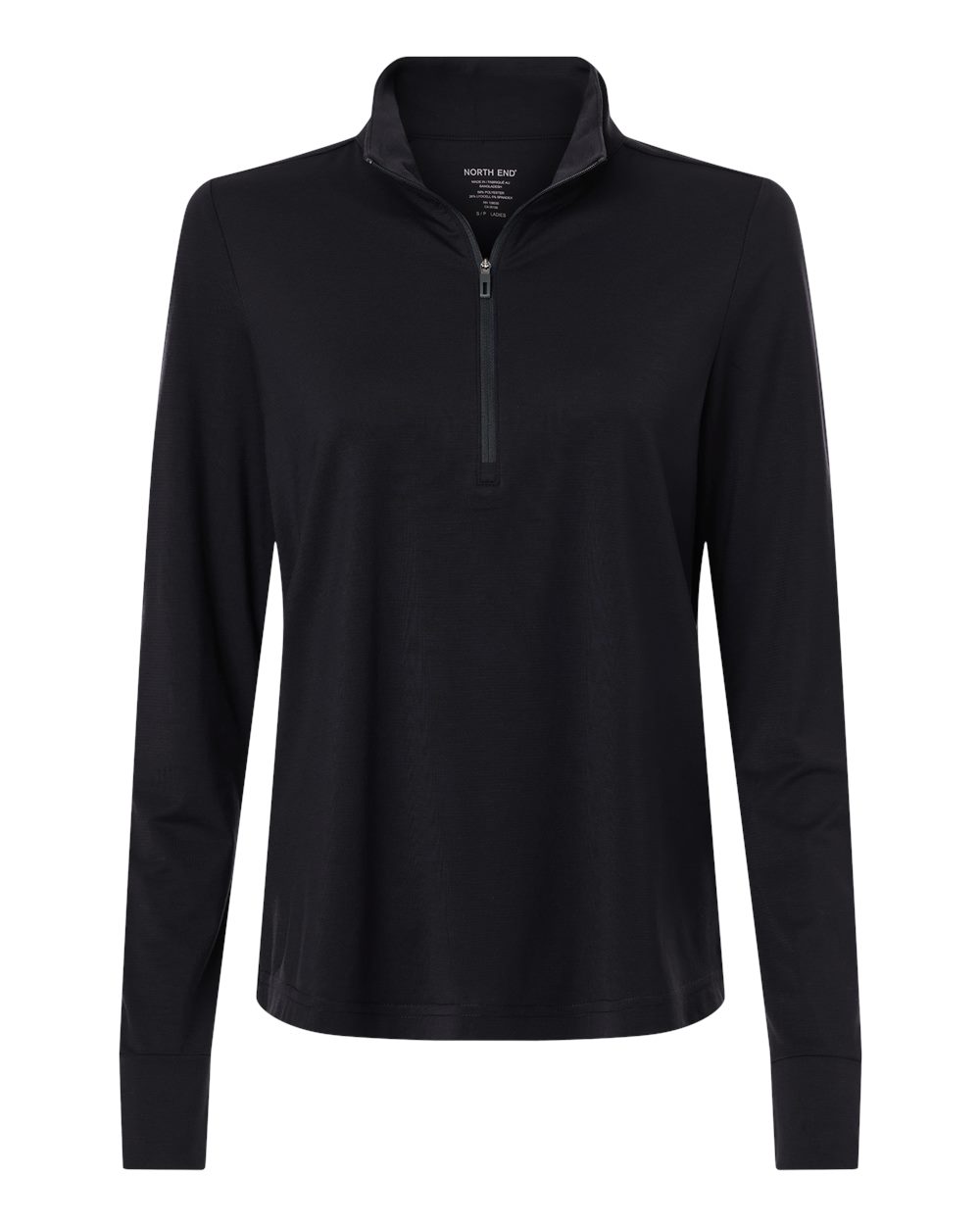 North End Women's JAQ Stretch Performance Quarter-Zip. NE405W - Black/ Carbon