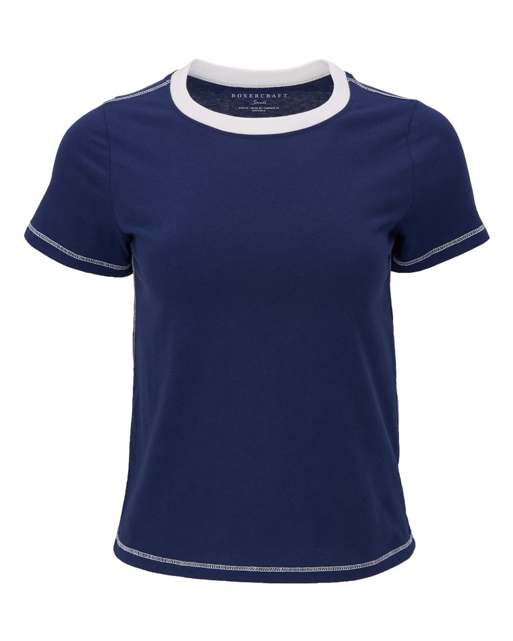 Boxercraft Women's Contrast Stitch Baby Tee. BW2106 - Navy