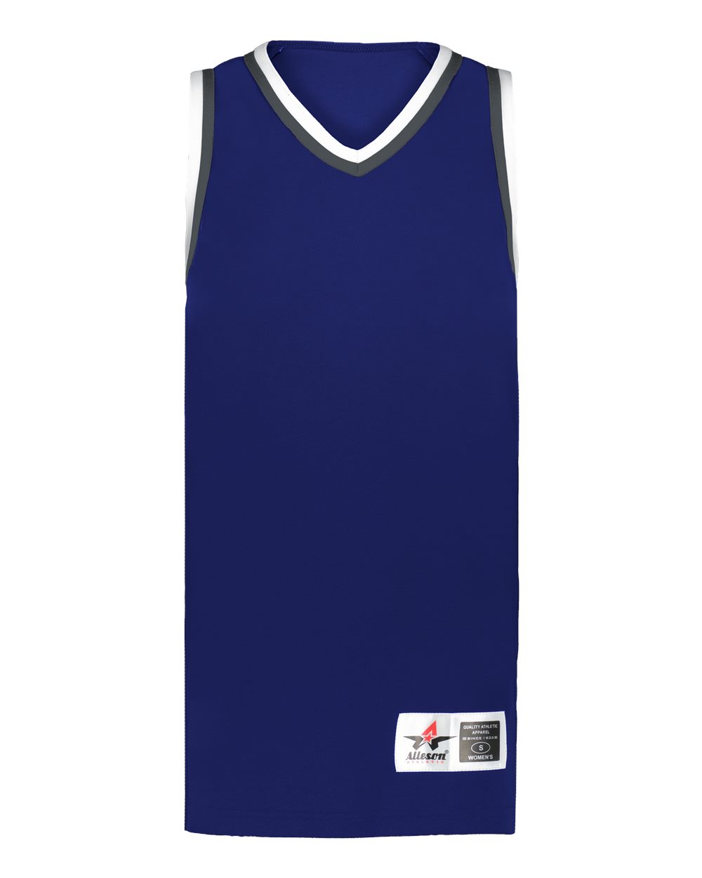Alleson Athletic Women's Retro Basketball Jersey. A55000 - Navy/ Graphite/ White