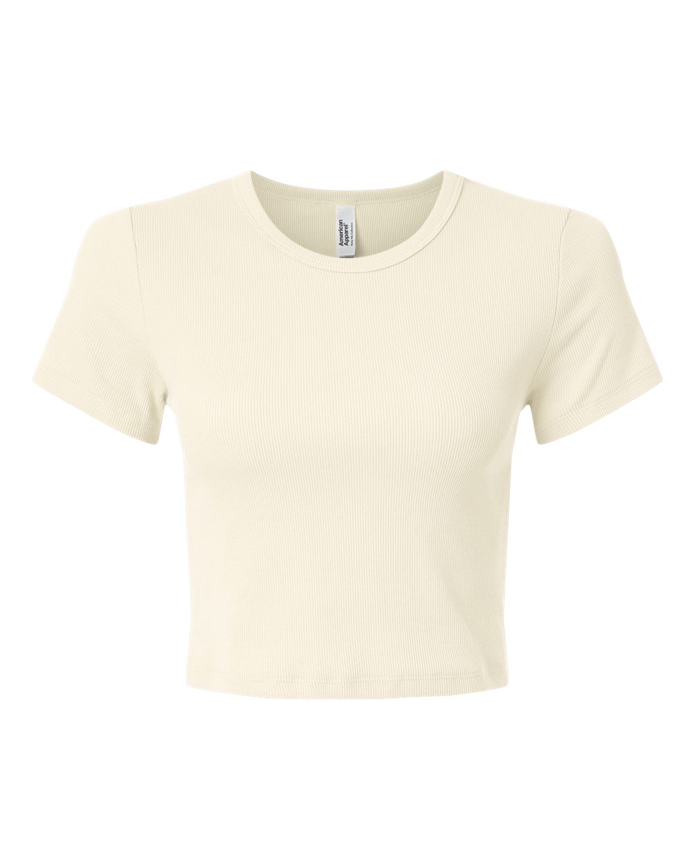 American Apparel Women's Baby Rib Fitted Cropped Tee. BR210 - Bone