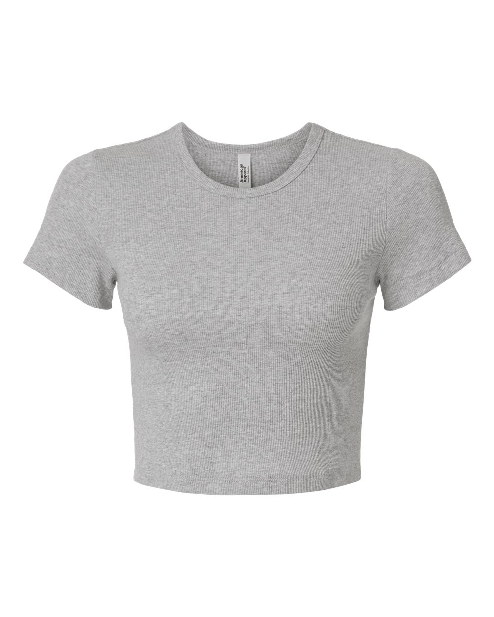 American Apparel Women's Baby Rib Fitted Cropped Tee. BR210 - Heather Grey