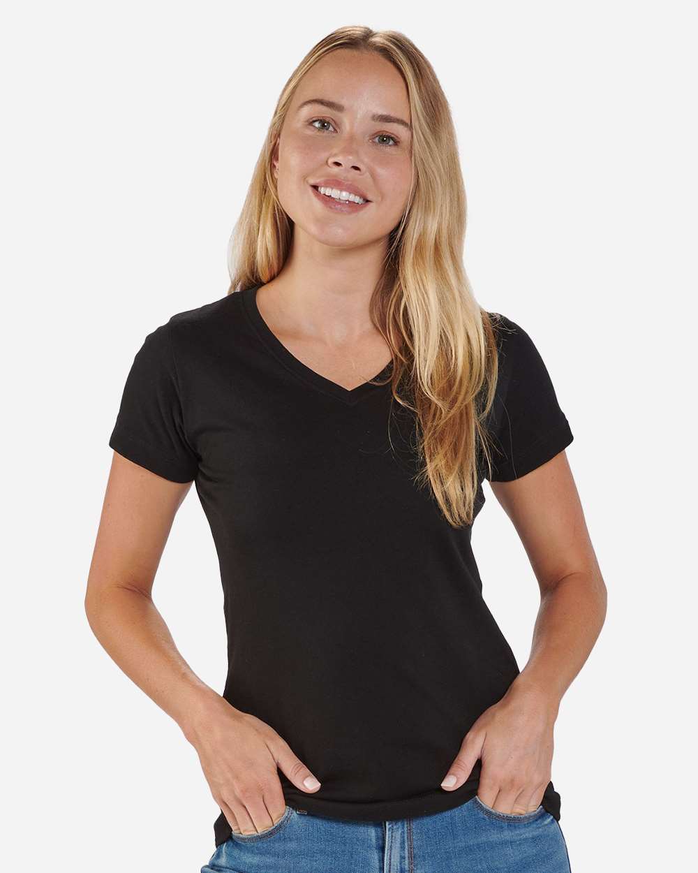 Boxercraft Women's V-Neck T-Shirt. BW2201 - Black