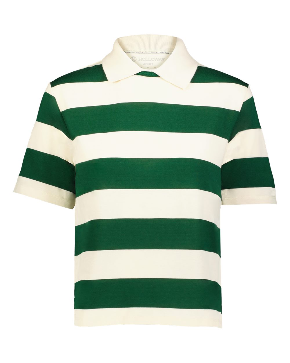 Holloway Women's Prep Street Rugby Crop T-Shirt. 226302 - Alabaster/ Vintage Dark Green